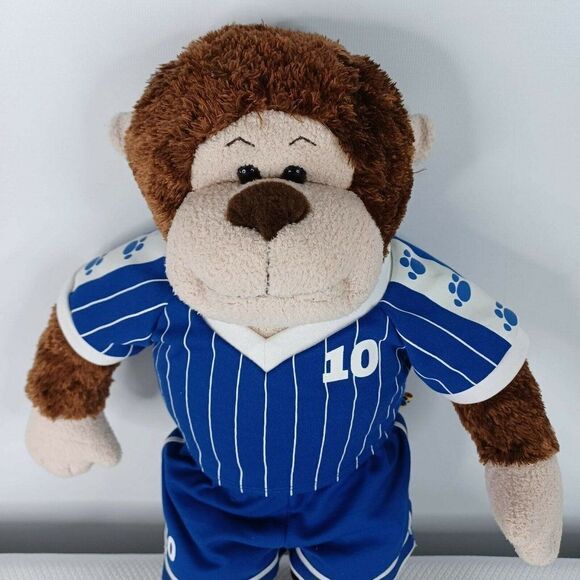 BAB Build A Bear Monkey Soccer Player Blue Uniform Cleats - Picture 1 of 5
